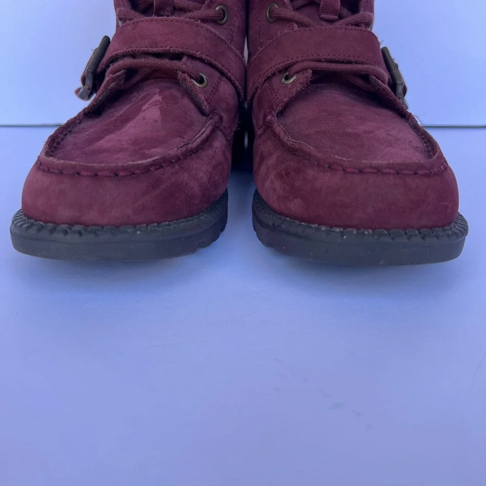 Polo Ralph Lauren Polo Bear Burgundy Leather Ranger Combat Hi II Boots Sz 4.5 US